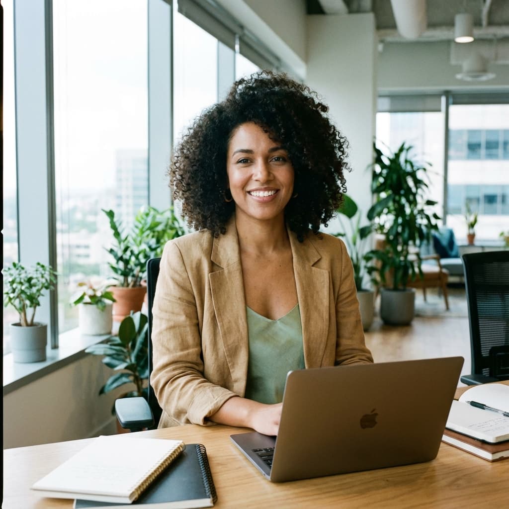 Professional woman working on laptop